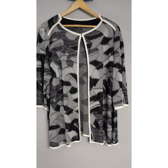 Misook knit cardigan sweater top 1X modern abstract print plus size - Picture 3 of 16
